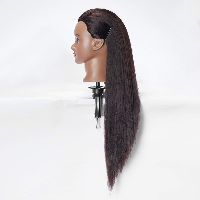 Hairlink 26-28'' Mannequin Head Yaki Synthetic Fiber Hair Styling Training Head Dolls for Cosmetology Manikin Maniquins Practice Head with Stand (6611BY0220) - Image 3
